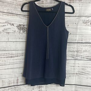 Crosby by Mollie Bruch Top Womens Large V Neck layered sleeveless embellished‎